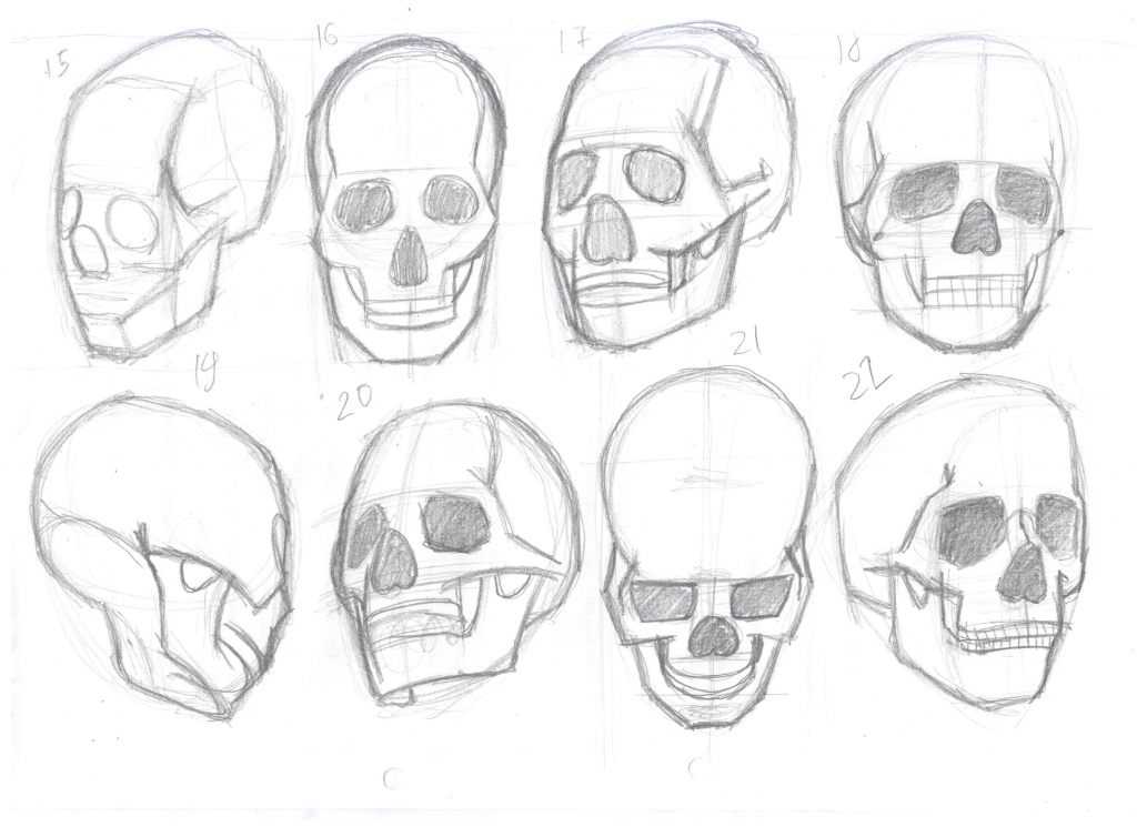 Как нарисовать череп карандашом поэтапно