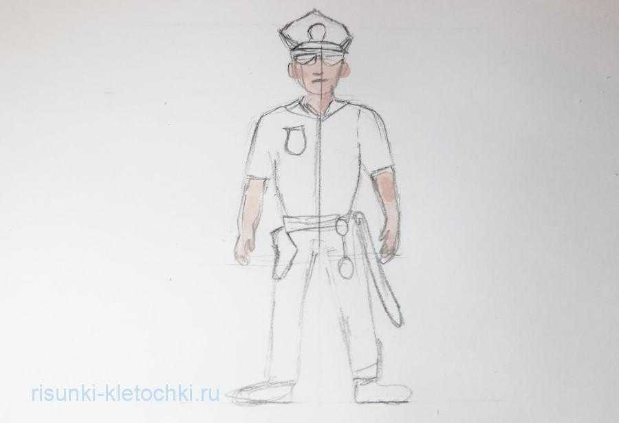 Как нарисовать полицейского карандашом - поэтапная инструкция для детей