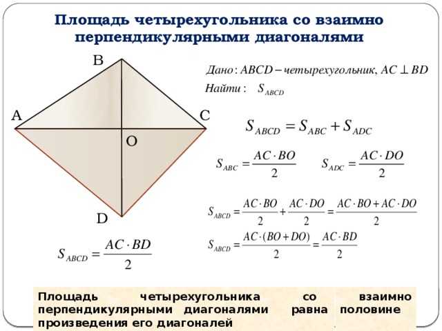 Формулы вычисления площади произвольного четырёхугольника