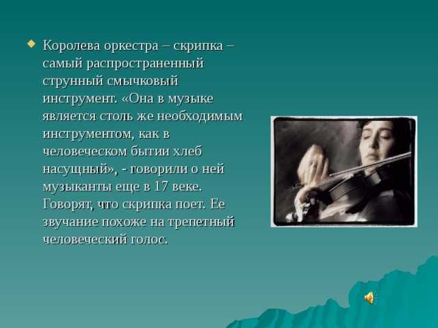 Проект скрипка королева музыки