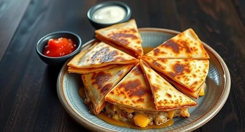 Быстрая кесадилья с курицей и сыром за 15 минут