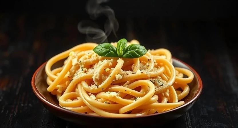 Быстрая паста с сыром и чесноком