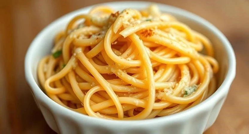 Быстрая паста с сыром и чесноком
