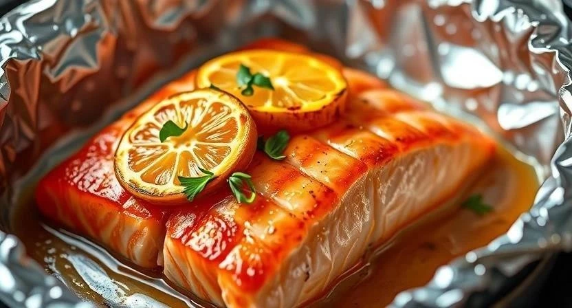 Сочная рыба в фольге с лимоном