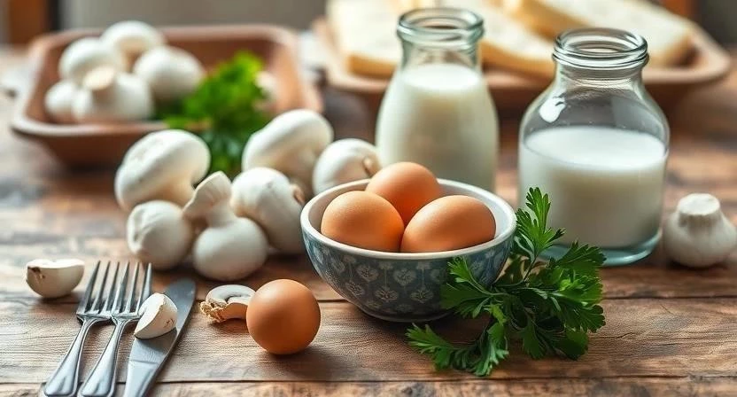 Рецепт омлета с грибами на ужин