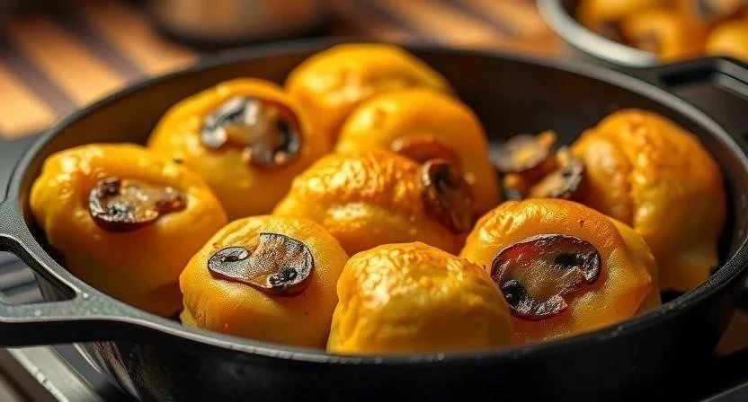 Постные картофельные рулетики с грибами