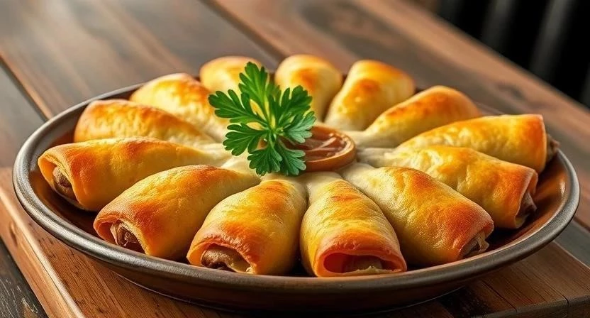 Постные картофельные рулетики с грибами