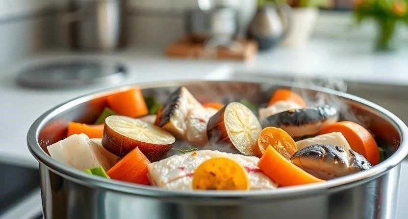Рыба на пару с овощами