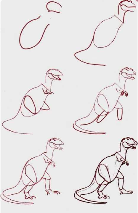 Как нарисовать динозавра легко 🦖 20 способов поэтапно
