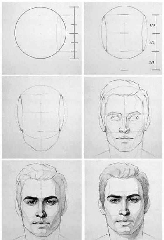 Рисовать лицо человека карандашом учиться