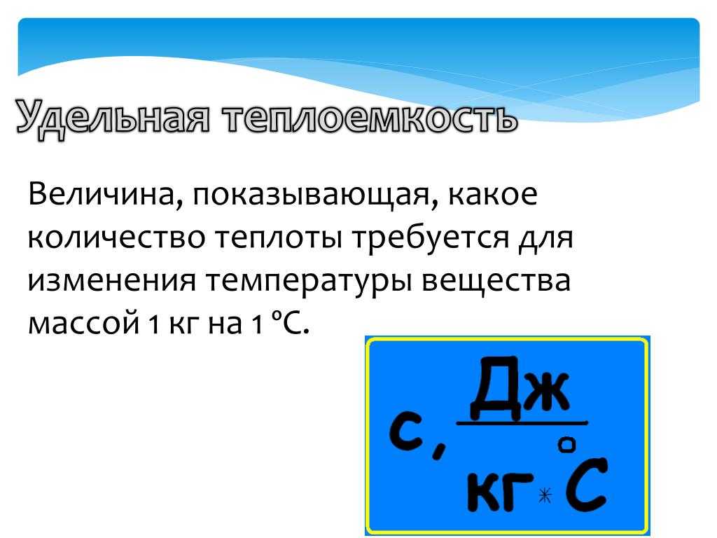 Формула для расчёта удельной теплоёмкости вещества