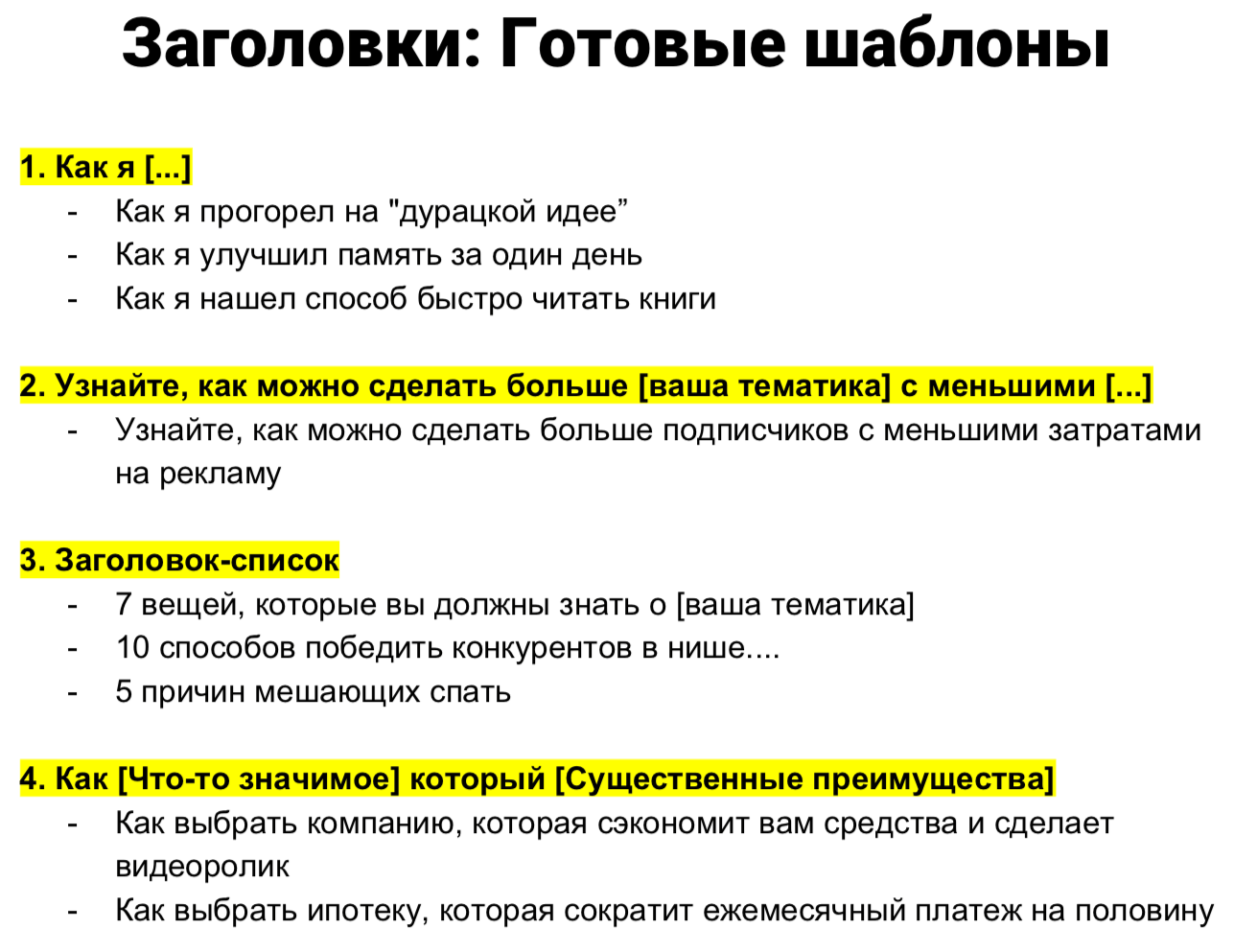 Схема продающей статьи