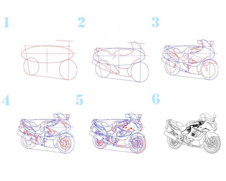 Как рисовать мотоцикл avtopraim.ru