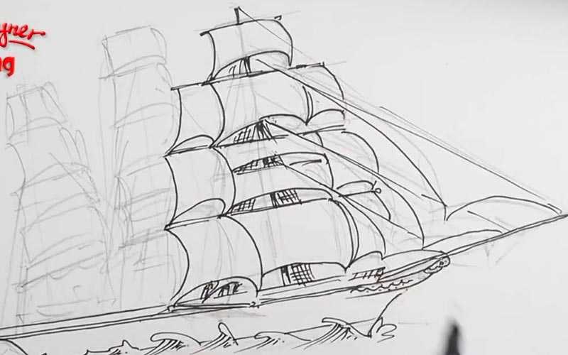 Алые паруса рисунок легко. Корабль рисунок. Парусник рисунок. Парусник рисунок карандашом. Корабль для рисования.