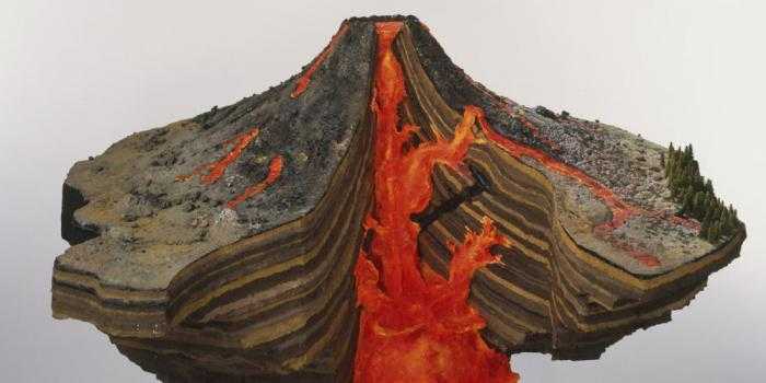 Макет модель папье-маше макет вулкана бумага клей
