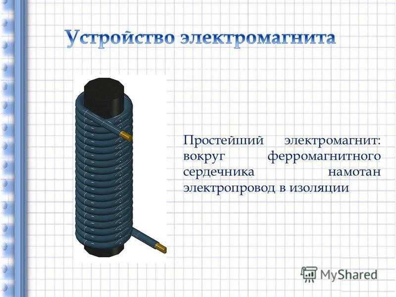 На рисунке изображен железный стержень обмотанный проволокой множеством витков