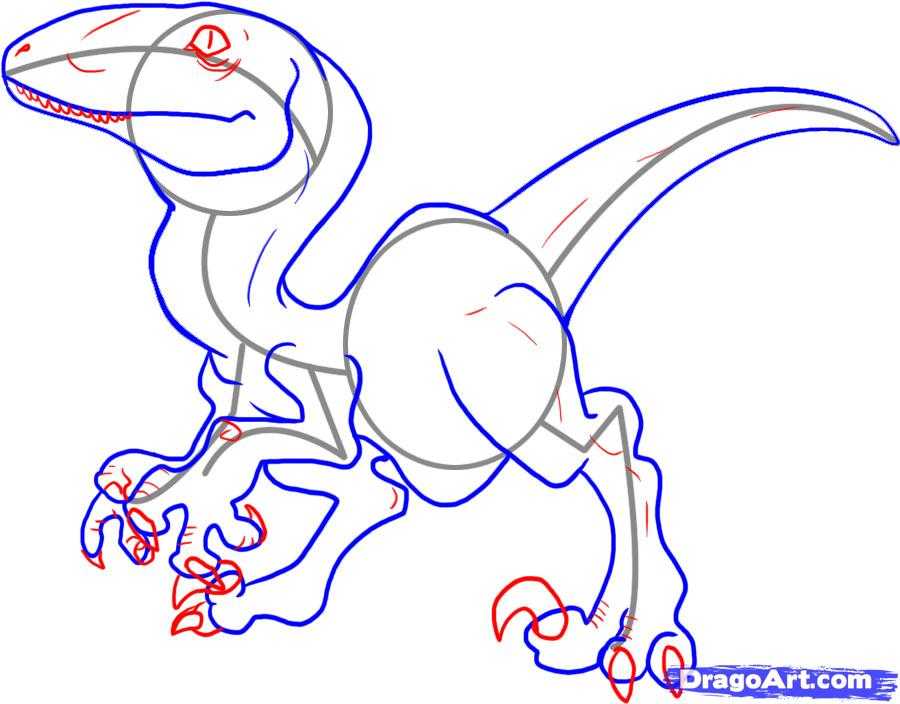 Как нарисовать динозавра велоцираптора  поэтапно 6 уроков