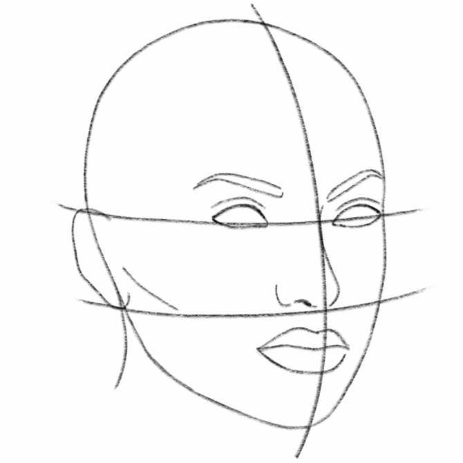 Легкие рисунки на лице гуашью