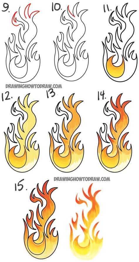 Как нарисовать огонь поэтапно карандашом: легкая инструкция для детей и начинающих художников