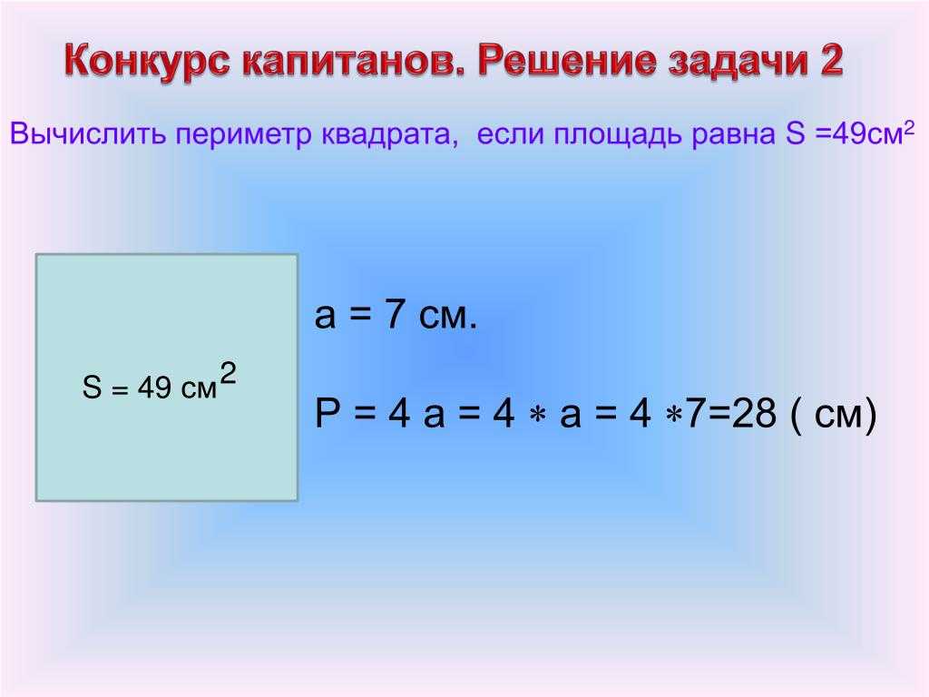 Как найти площадь квадрата если известен периметр