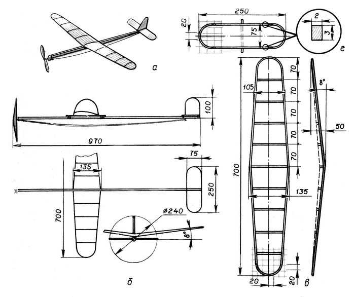 Самолет на резиномоторе своими руками чертежи