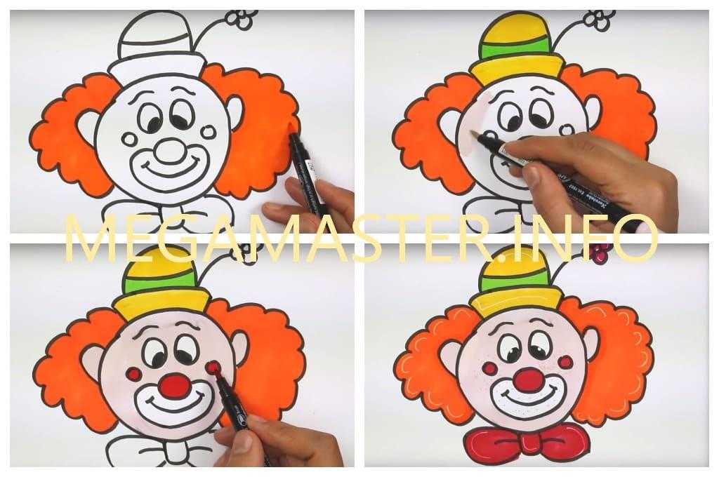 Как нарисовать клоуна: поэтапно для детей