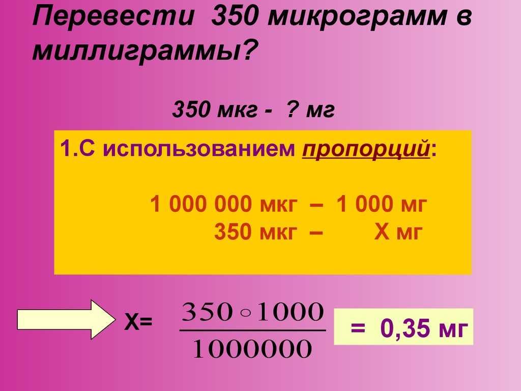 Перевод величин:    миллиграмм на миллилитр 
 (мг/мл)
→ грамм на литр 
 (г/л),
метрическая система