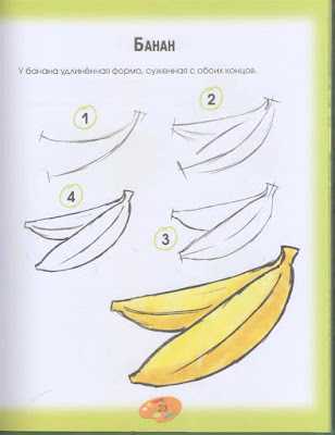 Как легко нарисовать банан?🍌 поэтапный рисунок банана для детей карандашом.