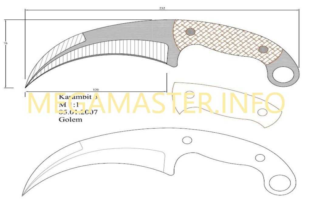 Нож керамбит чертеж распечатать