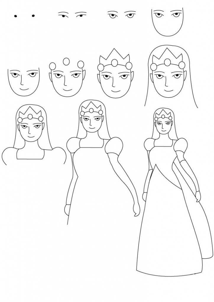 Как нарисовать королеву 🥝 карандашом поэтапно для начинающих