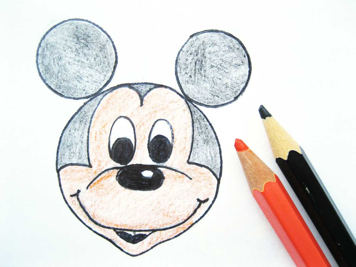 Рисунок Микки Мауса карандашом цветным поэтапно