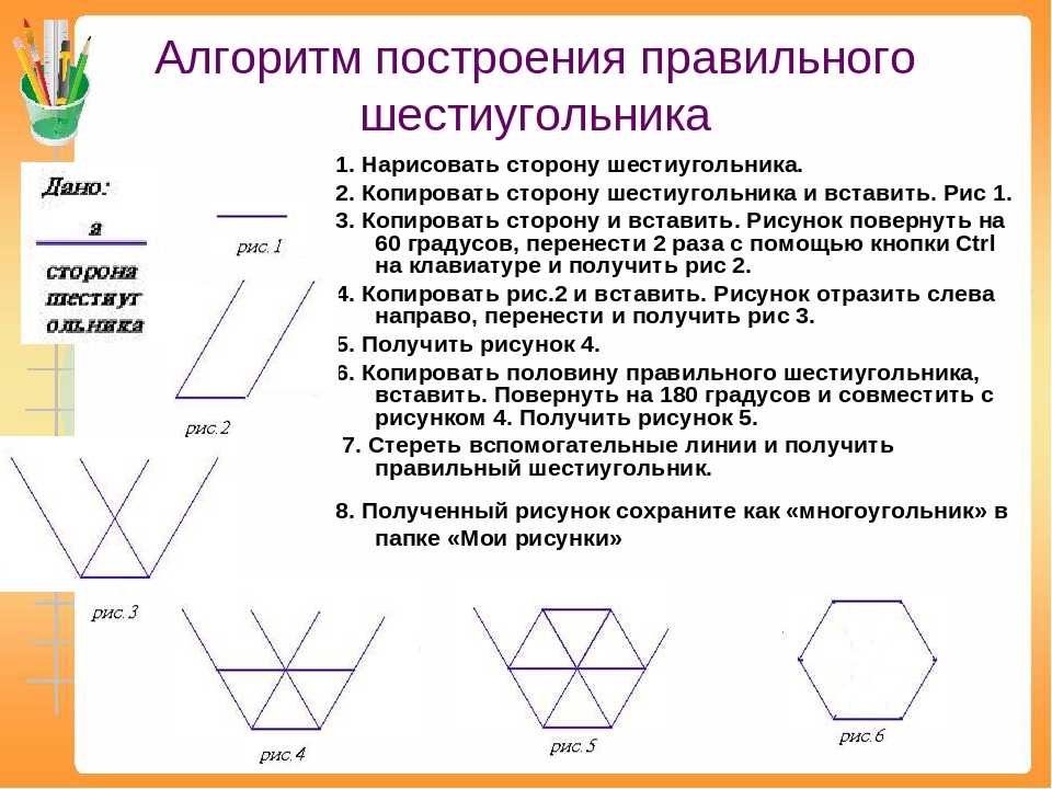 Правильный шестиугольник как построить без циркуля