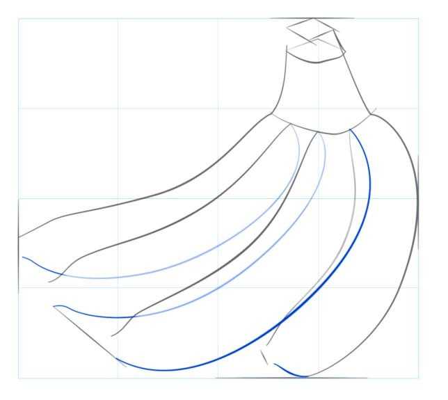 Как нарисовать банан карандашами поэтапно