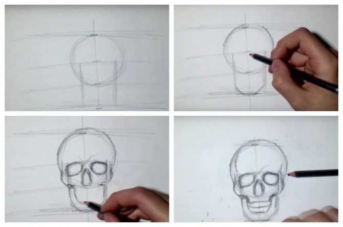 Как нарисовать череп на лице карандашом поэтапно - видео